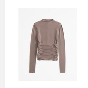 Long-Sleeve Cotton Seamless Fabric Mockneck Top